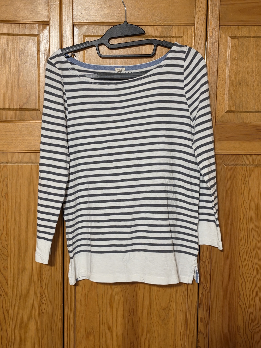 J. Crew Navy & White Striped Boatneck Top